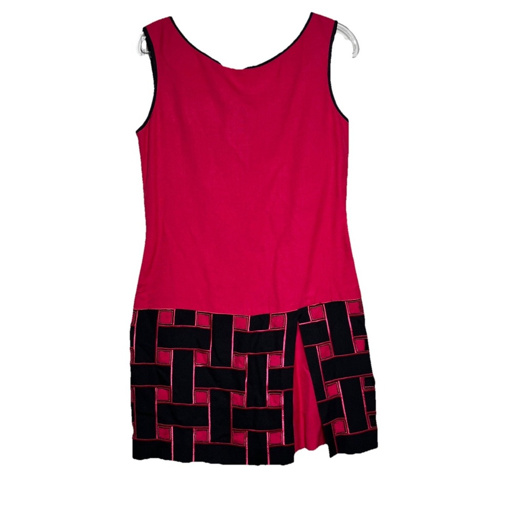 Vintage Kathryn Dianos Womens Size 8 Fuchsia Skirt Dress Lattice Pattern 90s
